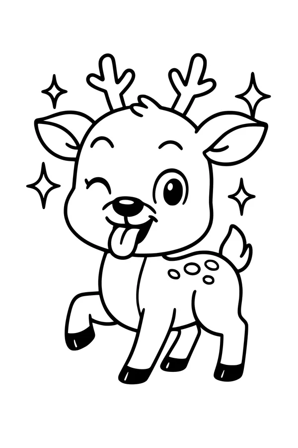 Winking Deer with Sparkling Antlers