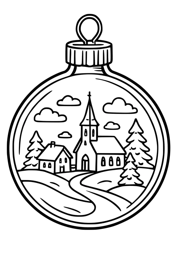 Snowy Church in a Glass Ornament