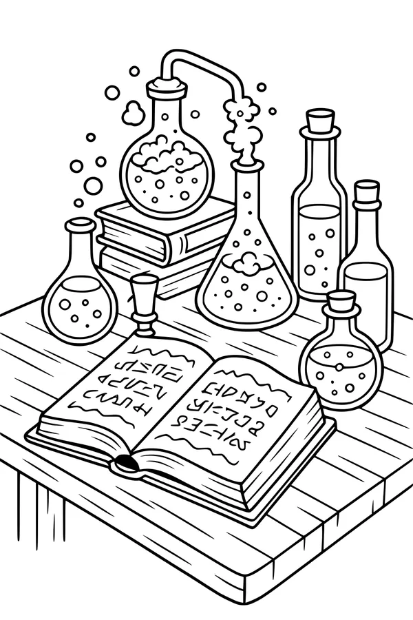 Bubbling Potions and Secret Spell Book