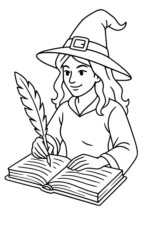 Witch Girl Writes Her Spells