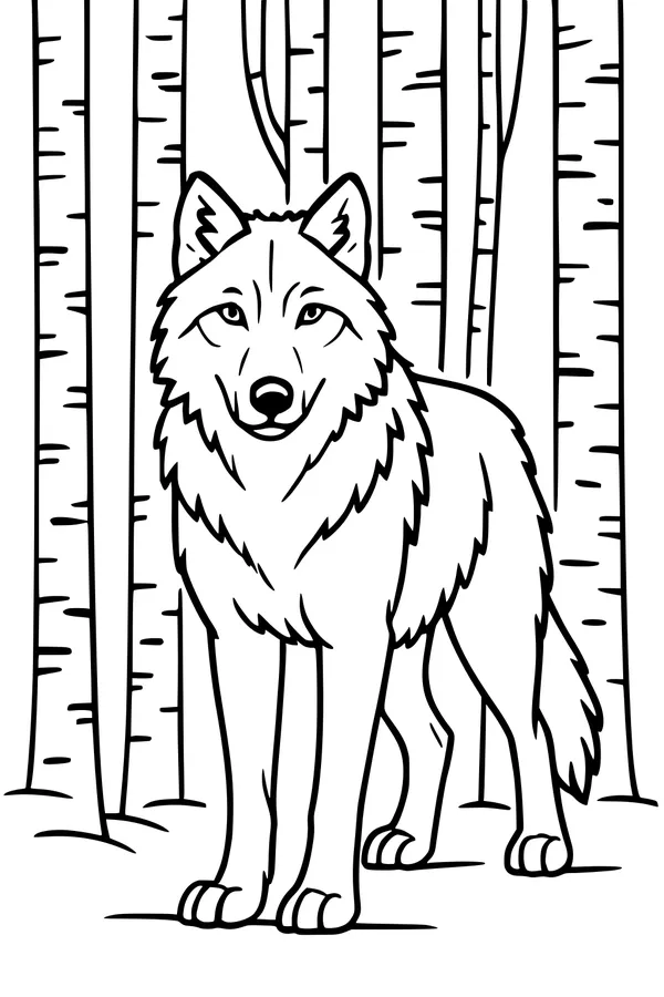 Wolf in the Birch Woods
