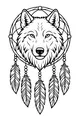 Guardian Wolf and Feather Circle