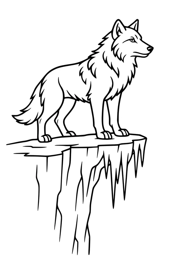 Wolf on the Frosty Ledge