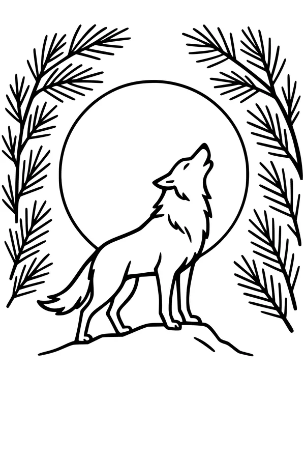 Wolf Sings to the Round Moon