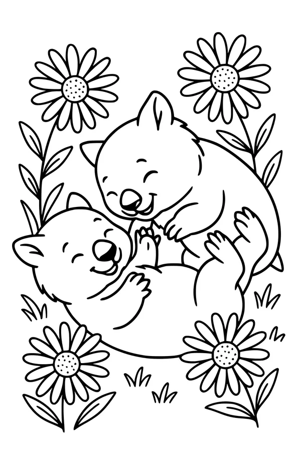 Wombat Giggles in the Daisies