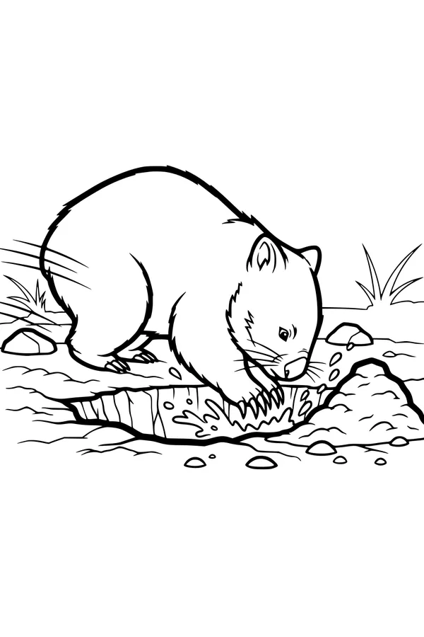 Wombat Digs a Busy Burrow