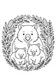 Wombat Family in Bushy Wreath