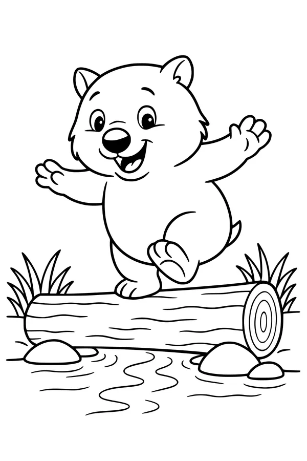 Wombat Wobble Over the Creek