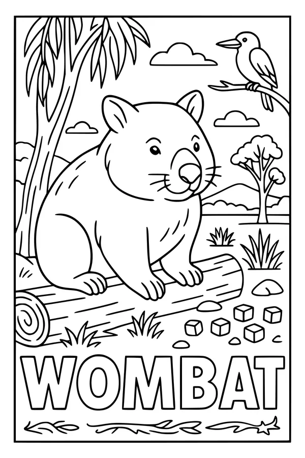 Log-Top Wombat in Bushland