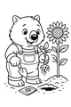Wally Wombat Plants a Sunflower