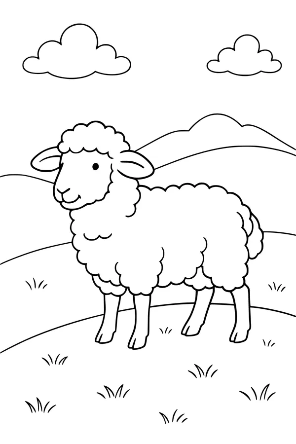 Fluffy Friend on a Sunny Hill