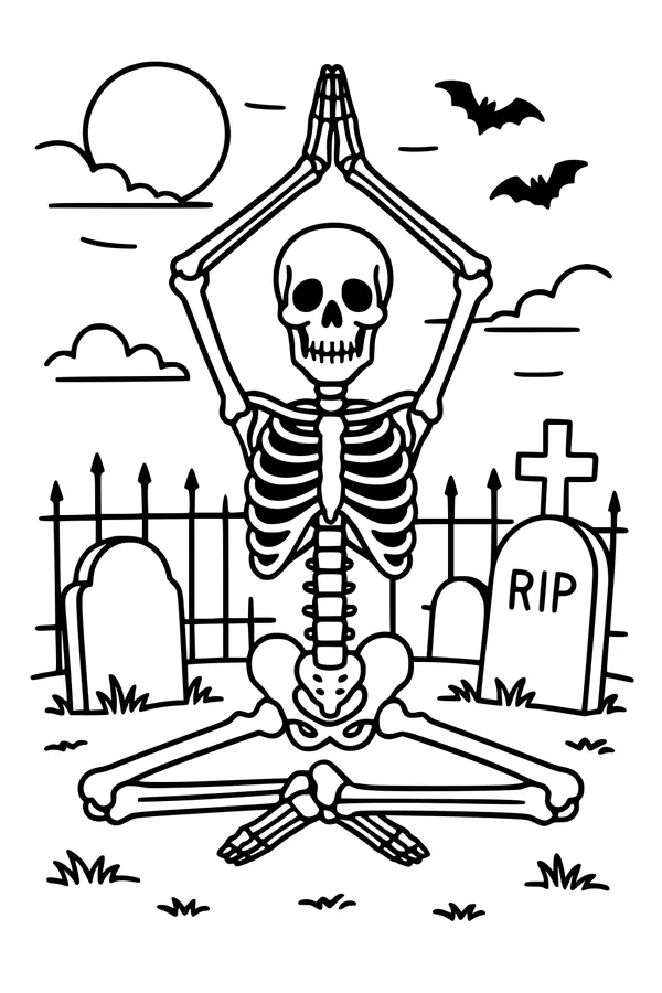 Moonlight Yoga With Mr. Skeleton