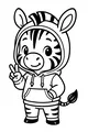 Zippy Zebra in Hoodie Peace Pose