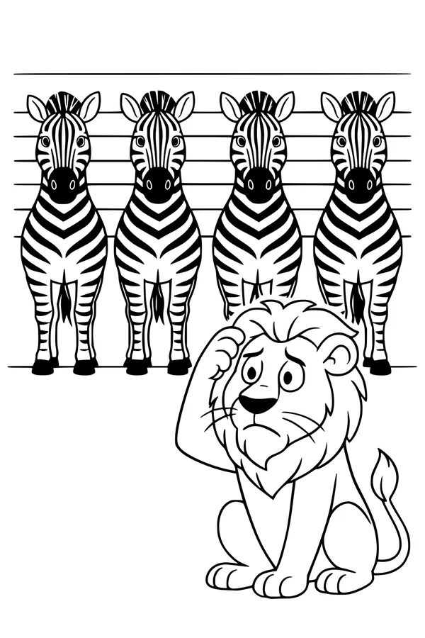 Zebra Lineup and the Puzzled Lion