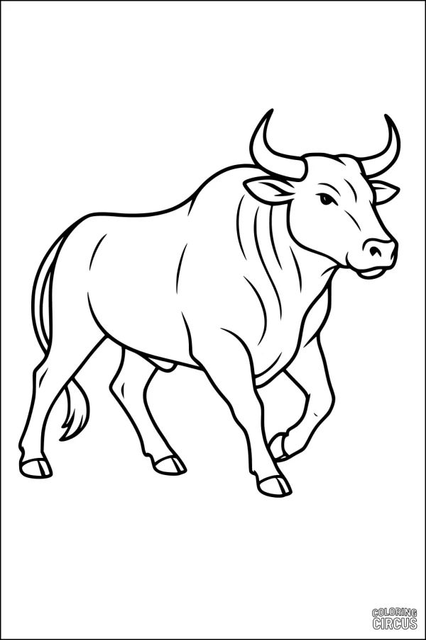 Coloring page featuring a detailed bull standing confidently, perfect for children