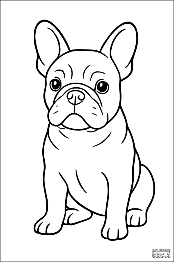 Coloring page cute french bulldog dog sitting