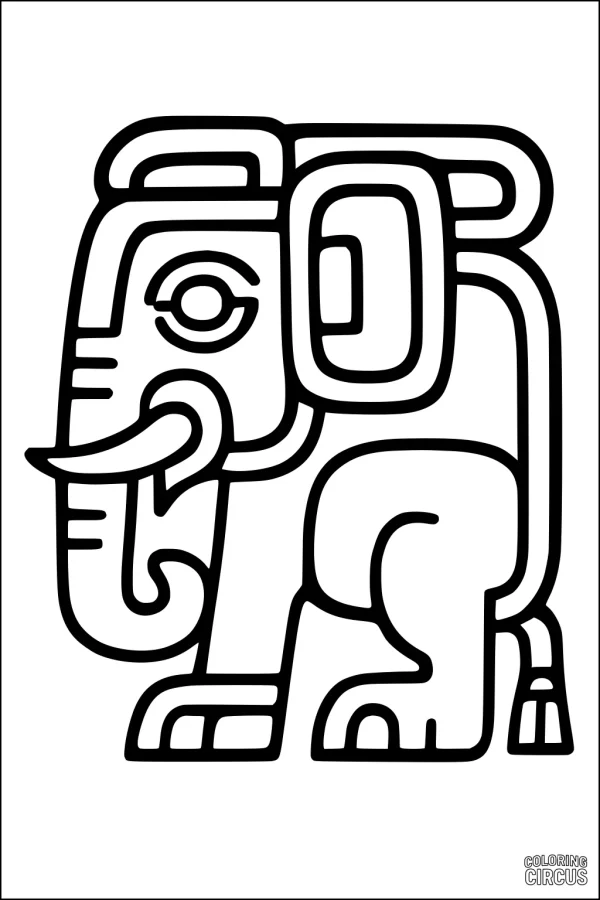 Coloring page of a playful cartoon elephant with bold shapes