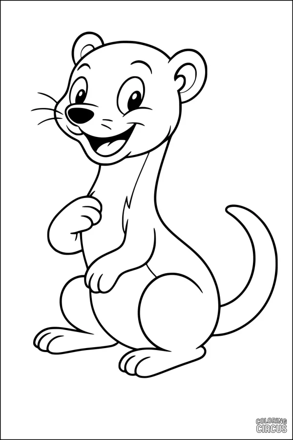 Coloring page cartoon ferret smiling with friendly pose