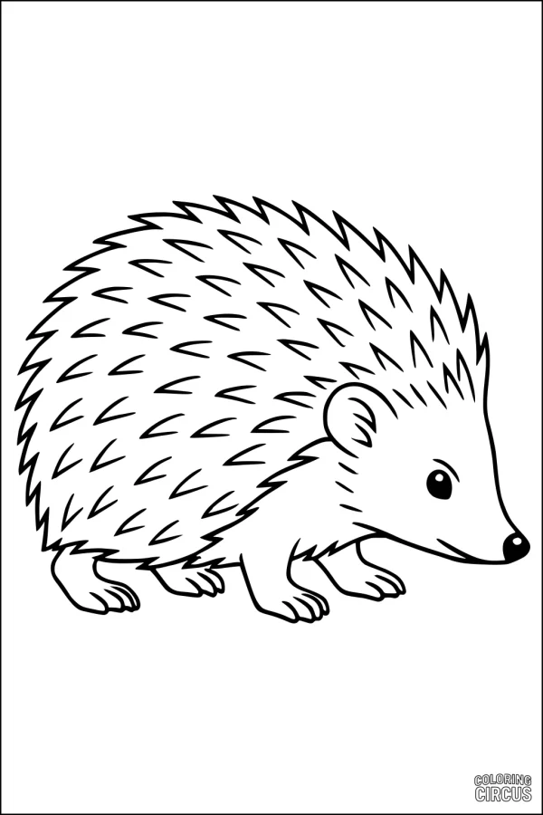 Coloring page of a cute hedgehog with simple outlines, perfect for young children