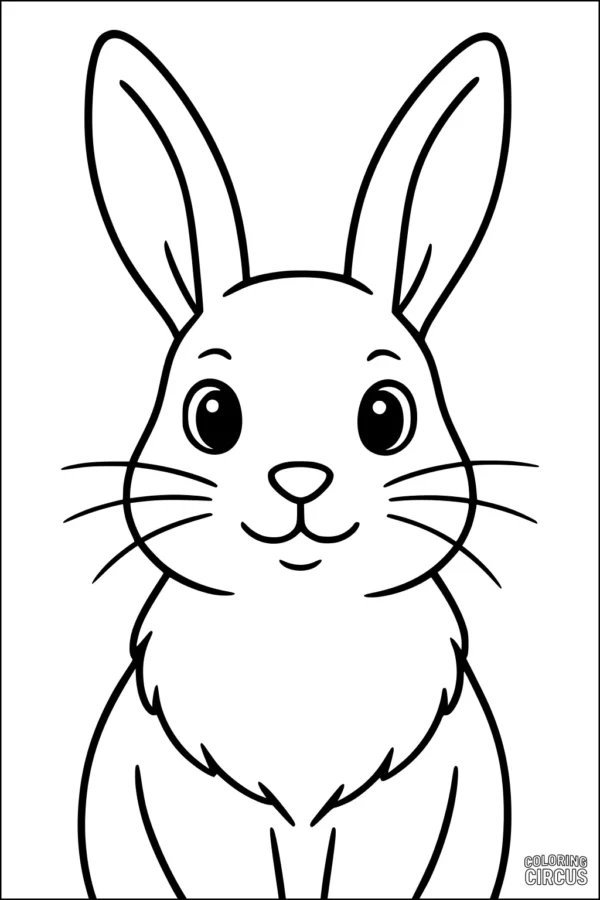 Coloring page of a cute rabbit with big ears, simple cartoon style