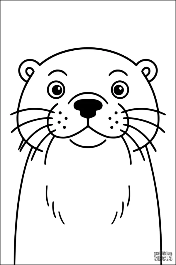 Coloring page featuring a friendly cartoon otter face designed for young children
