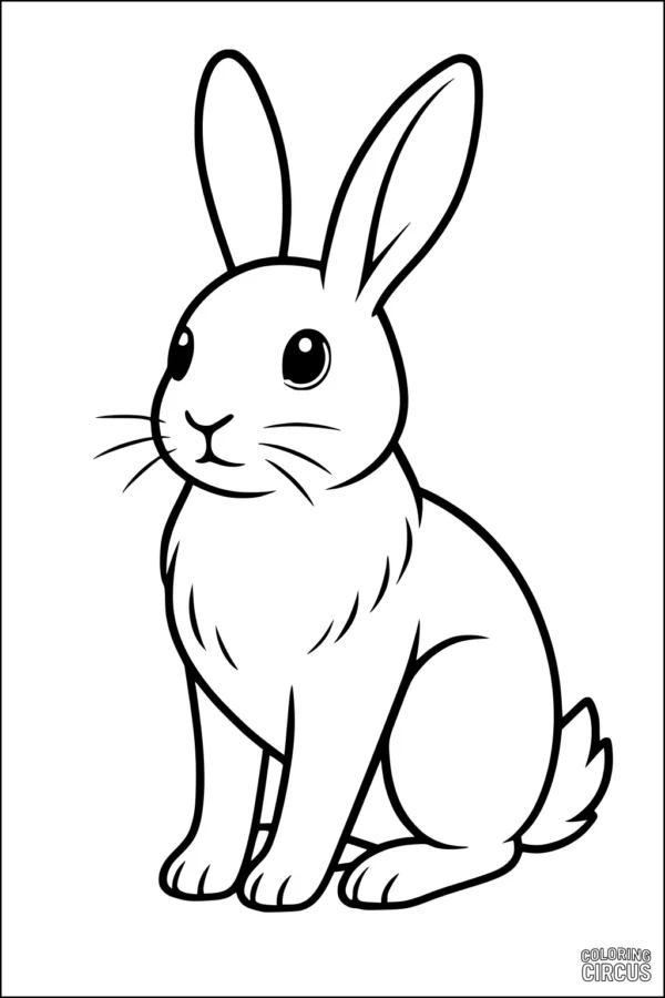 Coloring page featuring a cute sitting rabbit with large ears, perfect for young children