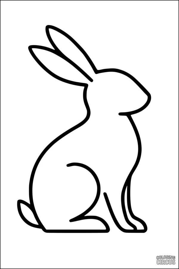 Coloring page featuring a simple outlined rabbit sitting upright, perfect for young children