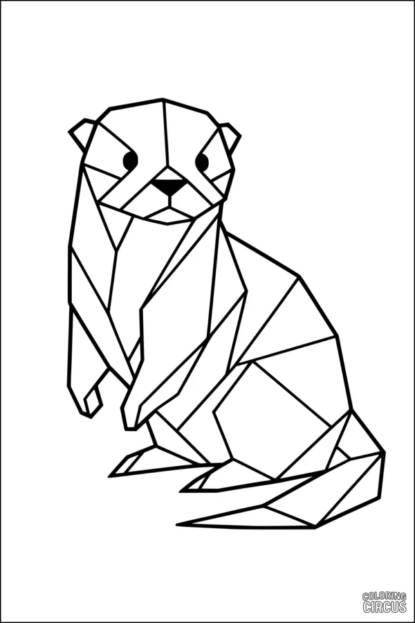 Coloring page geometric otter sitting with angular shapes