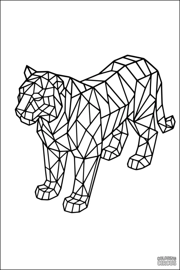 Coloring page geometric tiger formed by angular line segments