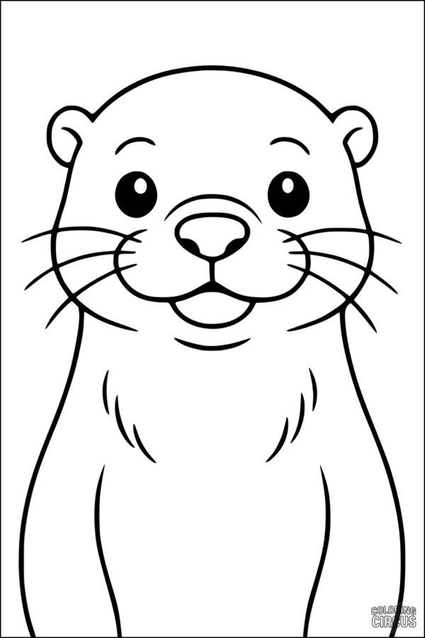 Coloring page of a friendly otter with a big smile and simple outlines, suitable for young children
