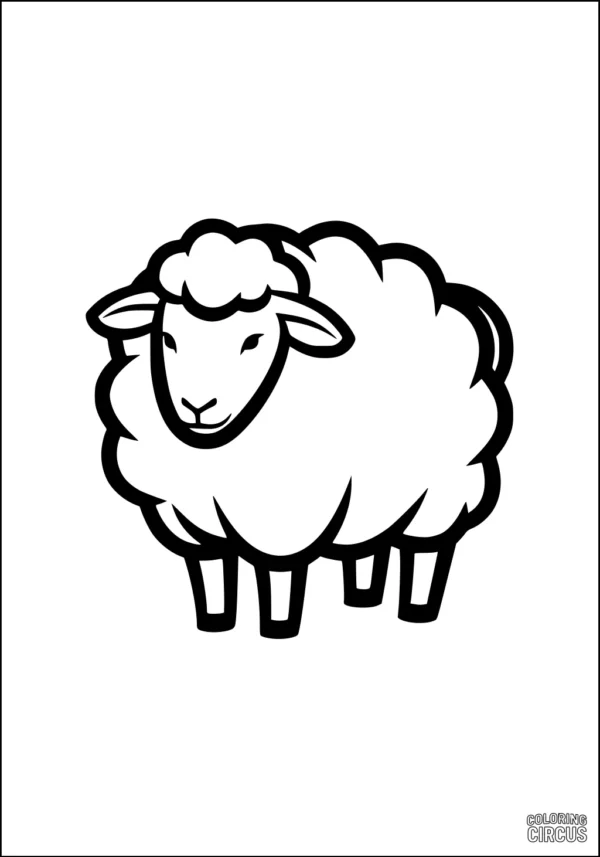 Coloring page featuring a cute, fluffy sheep outlining, perfect for children
